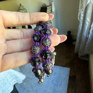 Nialaya Bracelet Band Set - Handmade Swarovski Crystal Silver & Stone